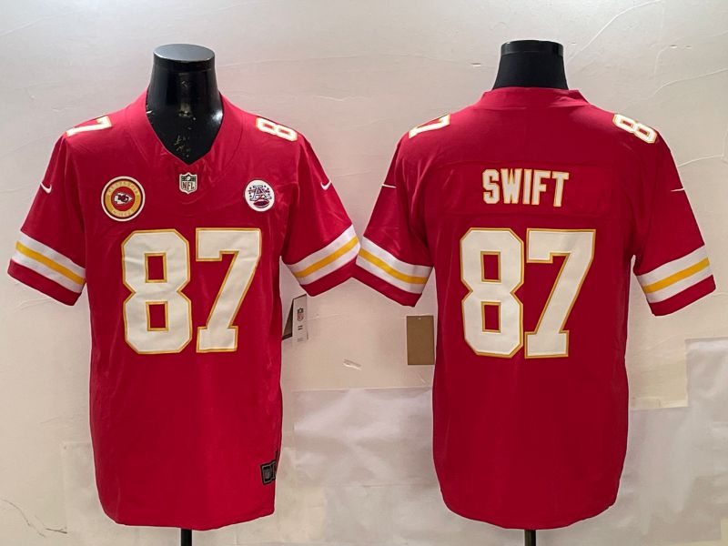 Men Kansas City Chiefs #87 Swift Red Three generations 2025 Nike Vapor Limited NFL Jersey style 1->kansas city chiefs->NFL Jersey